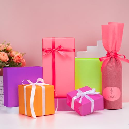Image of Larcenciel Fluorescent Tissue Paper Gift Wrap - 50 Sheets for Gift Bags, Packaging, Crafts - Multicolor Neon Art for Birthday, Wedding, Holiday, Christmas, Fall Harvest Party Decor - 20x14in