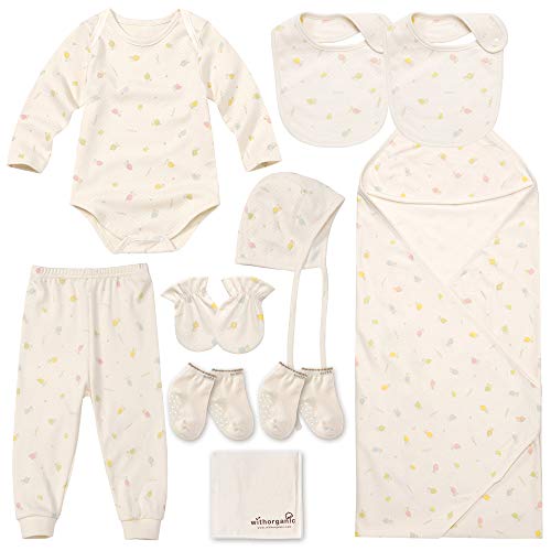 WithOrganic Premium Newborn Layette Gift Set - 10 Pieces | 100% Certified Organic Cotton for Baby Boy or Girl_Baby Snail