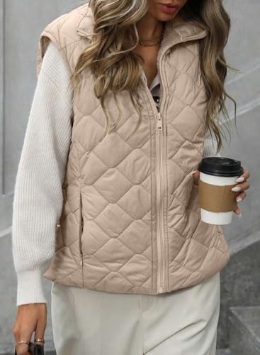 EVALESS Puffer Vest Women Lightweight Sleeveless Quilted Jackets 2025 Zip Up Stand Collar Fall Winter Coat With Pockets2