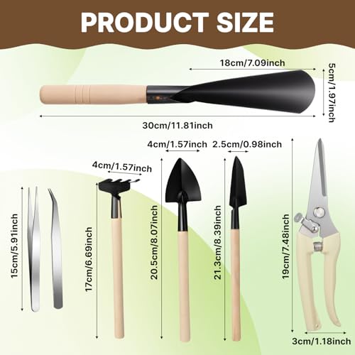 Kit de herramientas para bonsái Frienda 7 piezas miniatura 2
