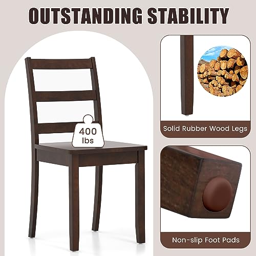 Image of COSTWAY Dining Chairs Set of 4, Mid-Century Modern Wooden Chairs, Brown