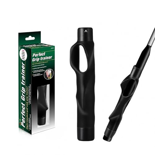 Golf Grip Trainer Correct Hand Placement Training Aid to Improve Swing Consistency & Muscle Memory Easy-On Golf Practice Tool #(Black)