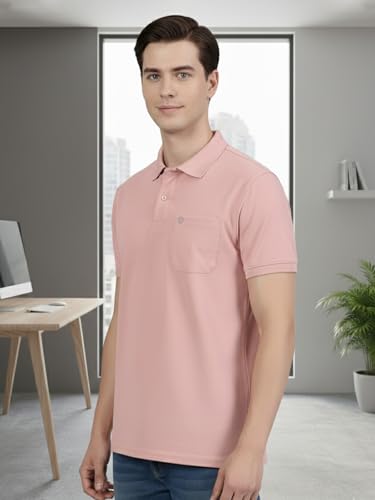 Image of Lux Cozi Men's Cotton Blend Polo T-Shirt with Chest Pocket | Collar T-Shirts for Men | Half Sleeves | Plain - Regular Fit (Pack of 1)