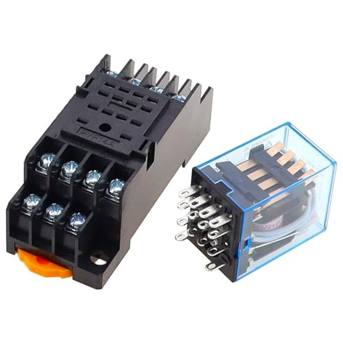 Relais électromagnétique MY4 AC 220V mini relais de puissance 4NO 4NC avec base 14 broches rail DIN