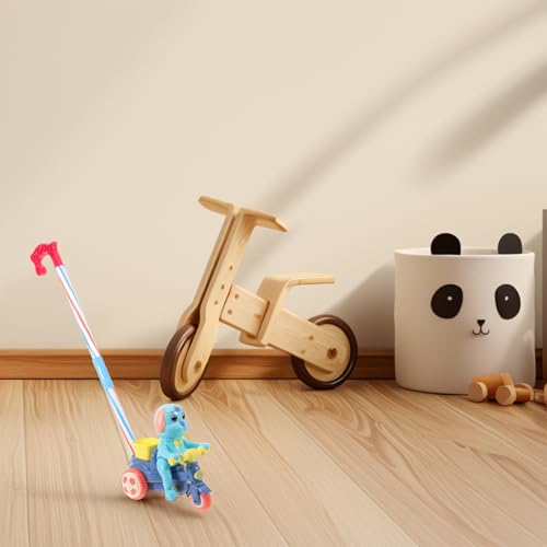 Image of Toyvian Plastic Baby Push Toy Toddler Pull with Handle Basket Pull Along Music Puppy Push and Walking Baby Walk Behind for Infant Learning Walker 19.6 Inch