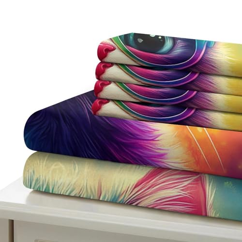 Drap de Couette Anti-Tache Chat Arc-en-Ciel Microfibre Durable - 7