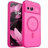 CANSHN Magnetica Cover per Google Pixel 9 (6.3 Pollici), [Protezione Completa Della Fotocamera] Custodia Traslucida Opaca Protettiva Sottile Antiurto,Rosa Calda