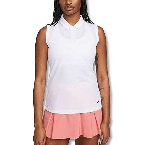 Nike Dri-FIT Victory Women's Sleeveless Golf Polo, White/Black, L