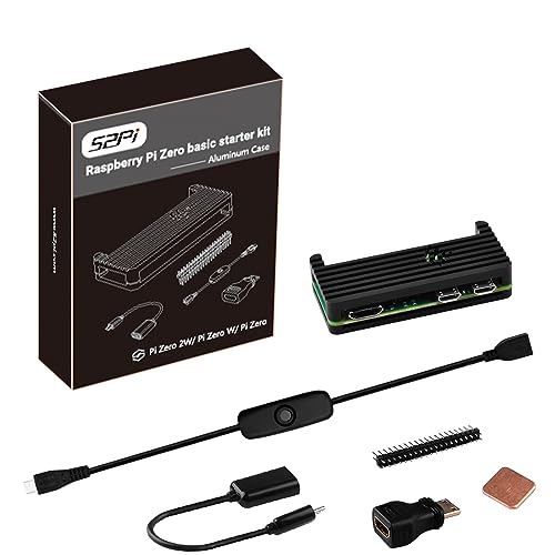 GeeekPi Raspberry Pi Zero 2 W Case/Zero W Case Kit,with RPi Zero 2 W Aluminum Case,20Pin GPIO Header,Micro USB to OTG...