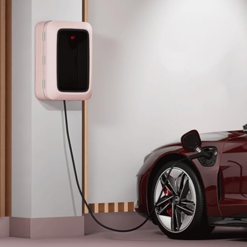 Poteau de Borne de Recharge Boîtier de Recharge pour Véhicule Électrique pour Parking Souterrain, Boîtier de Protection Élégant pour Borne de Recharge, Station de Recharge Murale avec Vis(Pink)
