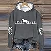 EMUKFD Women's Novelty Hoodies Horse Lover Heartbeat Sweatshirt Drop Shoulder Fleece Pullover Oversized Aesthetic Hoodie #1