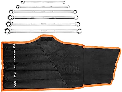 Clés mixtes à cliquet NEO TOOLS 8-19mm | Set outillage pour serrage mécanique