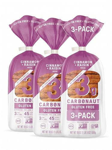 Carb 3g Net Carb Gluten-Free Cinnamon Raisin Bread | 3 Loaves | Keto, Low Carb Sandwich Bread