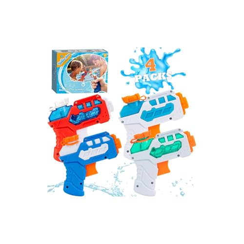 4 Pack Wasserpistole für Kinder kleine Mini-Wasserpistolen Super-Wasserblaster Wasserspritzpistole Draußen-Wasserspielzeug Sommer Schwimmbad Strand für Jungen/Mädchen Geschenkpaket