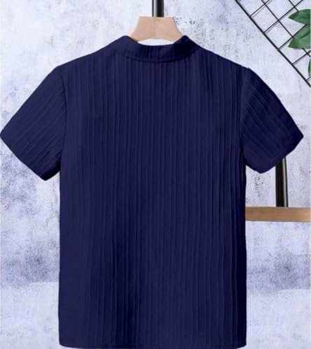 Image of Vikita Enterprise Devansh Cotton Stylish Boys Shirts Regular Fit Hawaiian Sugarcane Strips Popcorn Plain Unisex Shirt