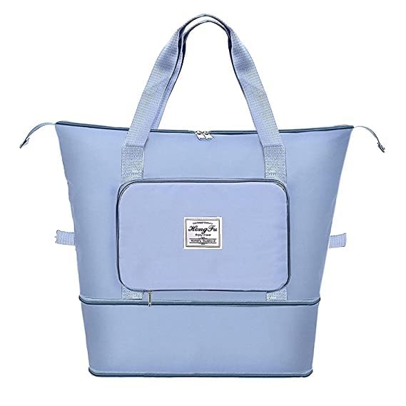 PINZOR Waterproof Travel Duffel Bag Large Capacity Folding Lightweight,Tote Gym Sport Bag Folding Bags for Travelling Luggage Bag Shopping Storage Bag for Women and Men (Grey)