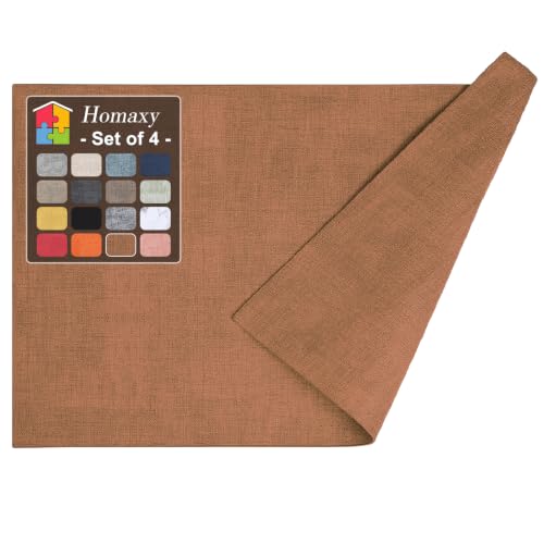 Homaxy PU Faux Leather Placemats for Dining Table, Set of 4, Brown