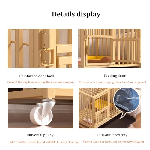 Jaula resistente para perros con ruedas, caseta portátil para mascotas con bandeja extraíble para perros pequeños y medianos, diseño indestructible