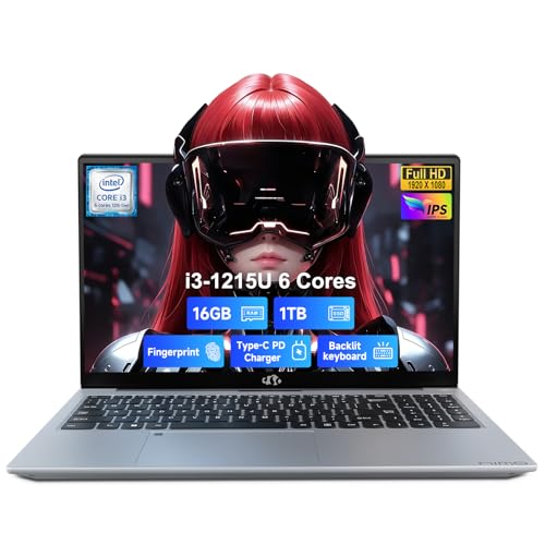 Image of NIMO 15.6'' IPS FHD Laptop, 16GB RAM 1TB SSD Intel i3-1215U (Beat R5-7520U, 6 Cores Up to 4.4GHz) Student Computer with 65W Fast PD, 2 Years Warranty, Fingerprint, Backlit Keyboard, Wi-Fi 6, for Home