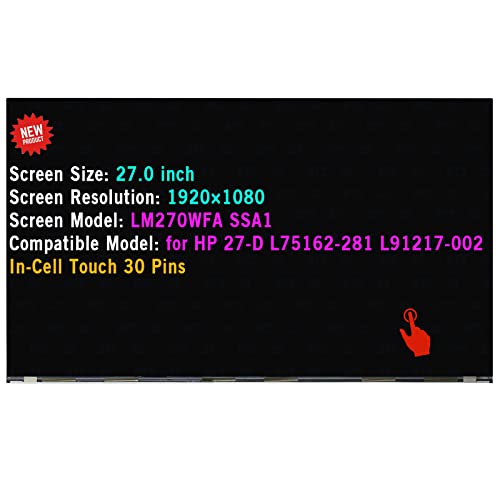 Image of 27 inch LCD Touch Replacement LM270WFA-SSA1 for HP 27-D 27-D0244 27-D0072 27-D0014 27-D0044 27-D0230Z 27-D0080 M02316-001 L91217-002 Display Screen FHD 1080P 30 Pins