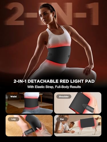 Image of INTEO Red Light Therapy for Face and Body, Infrared Red Light Therapy Lamp | 2-in-1 Detachable Red Light Panel with Stand, 660nm 850nm Near Infrared Light Therapy for Full Body Home with Elastic Strap