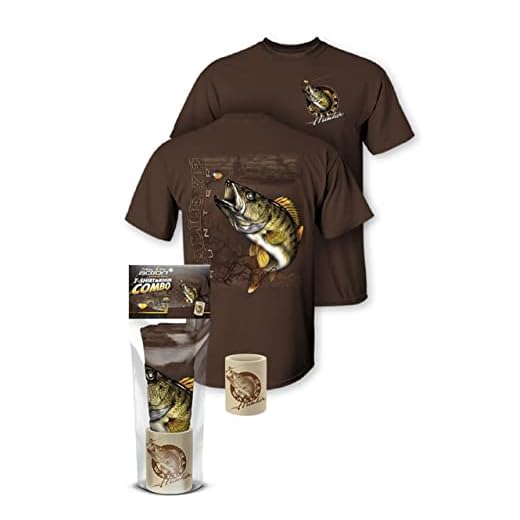 Follow the Action Walleye Hunter Fishing T-Shirt and Can Cooler Combo Gift Set (XXX-Large)