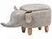 Fröhlicher Elefanten-Hocker Lederoptik mit Deckel für Kinder hellgrau Elephant