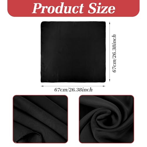 2 Pcs Black Red Neck Scarf Silk Feeling Neck Scarf for Women 26.4 Inch Satin Stylish Scarves Square Scarfs Handbag Accessories for Halloween Costume2