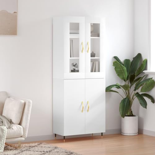 FOZICV Armario de cocina multifunción para armarios auxiliares, armario de almacenamiento, decoración del hogar, diseño sencillo y práctico, muebles de interior, color blanco brillante, 69,5 x 34 x
