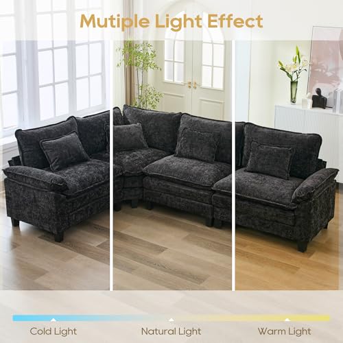 Image of URRED Oversized Modular Sectional Sofa,Black:116 inch V Shaped
