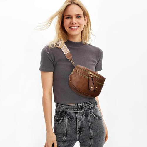 Image of KKXIU Crossbody Sling Bag for Women Trendy Fanny Pack Vegan Leather Chest Bag | Trendy