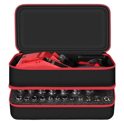 Tools Bag for Milwaukee 2457-20/2456-20/ M12 Cordless 3/8" Sub-Compact 35 ft-Lbs 250 RPM Ratchet Storage Organizer for M12 Batteries, Rapid Charger, Sockets Accessories(Case Only) Cover