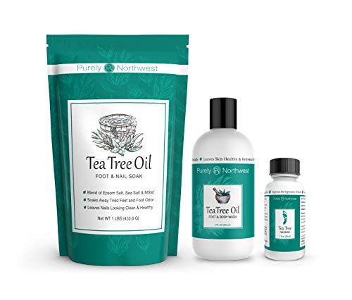 Purely Northwest Tea Tree Oil Extra-Strength Antifungal Foot and Toenail Fungus Treatment Kit with Foot Soak, Foot and Body Wash with Nail Oil