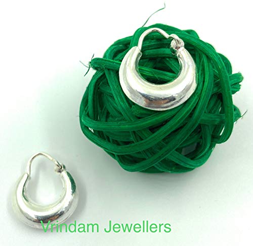Vrindam Jewellers Exclusive 925 Sterling Silver Plain bali Hoop Earing For Girls And Women Comfortable Size12MM Light Weight 2 GM - Image 3