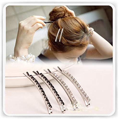 12 Pieces Rhinestone Bobby Pins, Silver Metal Hair Clips Crystal Hair Pin Decorations for Lady Women Girls