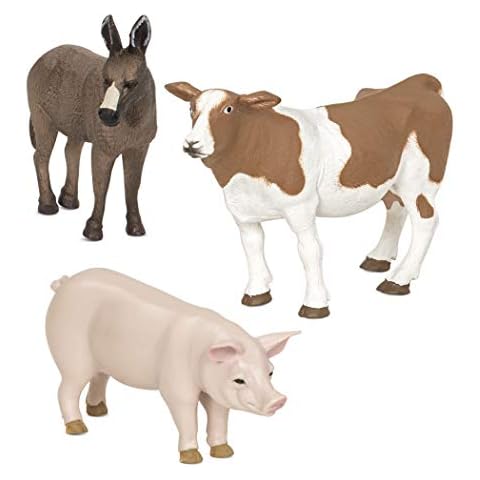 Terra Bauernhoftiere Figuren - Kuh, Schwein, Esel - Realistische Tierfiguren Set, Kinder Bauernhof Spielzeug für Mädchen und Jungen ab 3 Jahre Cover