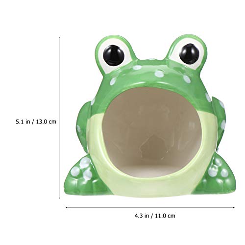POPETPOP Kleine Dier Keramische Critter Bad Cartoon Kikker Vormige Hamster Huis Zomer Cool Huisdier Schuilplaats Hut… - Image 3