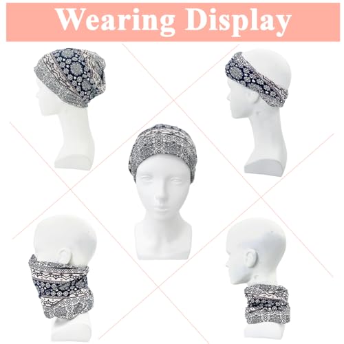 Image of PALAY Hijab Caps for Women, Floral Print Chemo Cap Slouchy Beanie Cap for Women, Fashion Skull Dwarf Hats Head Scarf for Women, Soft Stretch Running Head Scarves for Teen Girls - All Season Use