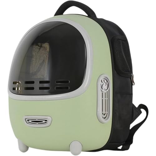 Moraki 犬 猫用キャリーバッグ 軽量 内蔵温湿度計 換気機能付き 通気性 8kg対応 人間工学に基づいた設計 お出かけバック 散歩 旅行 花見 小型犬用 ペット ペットリュック バック 猫 犬 いぬ ねこ 通院 (標準モデル,グリーン)