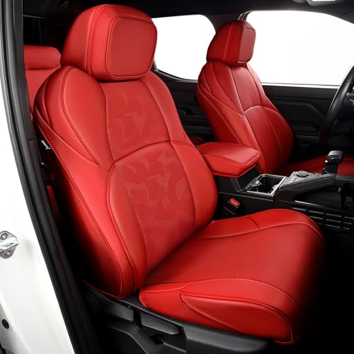 Fit for Tacoma 2024-2026 Car Seat Covers,Custom Car Seat Covers Full Set-5 Seat Car Seat Protector,Waterproof Comfortable Luxury Leather Seat Covers-Full Coverage Automotive Seat Covers Design(Red)