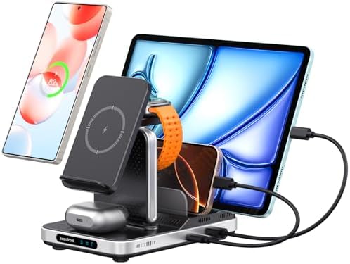 migliori stazioni di ricarica wireless 5 in 1 con sveglia e luce notturna per comodino