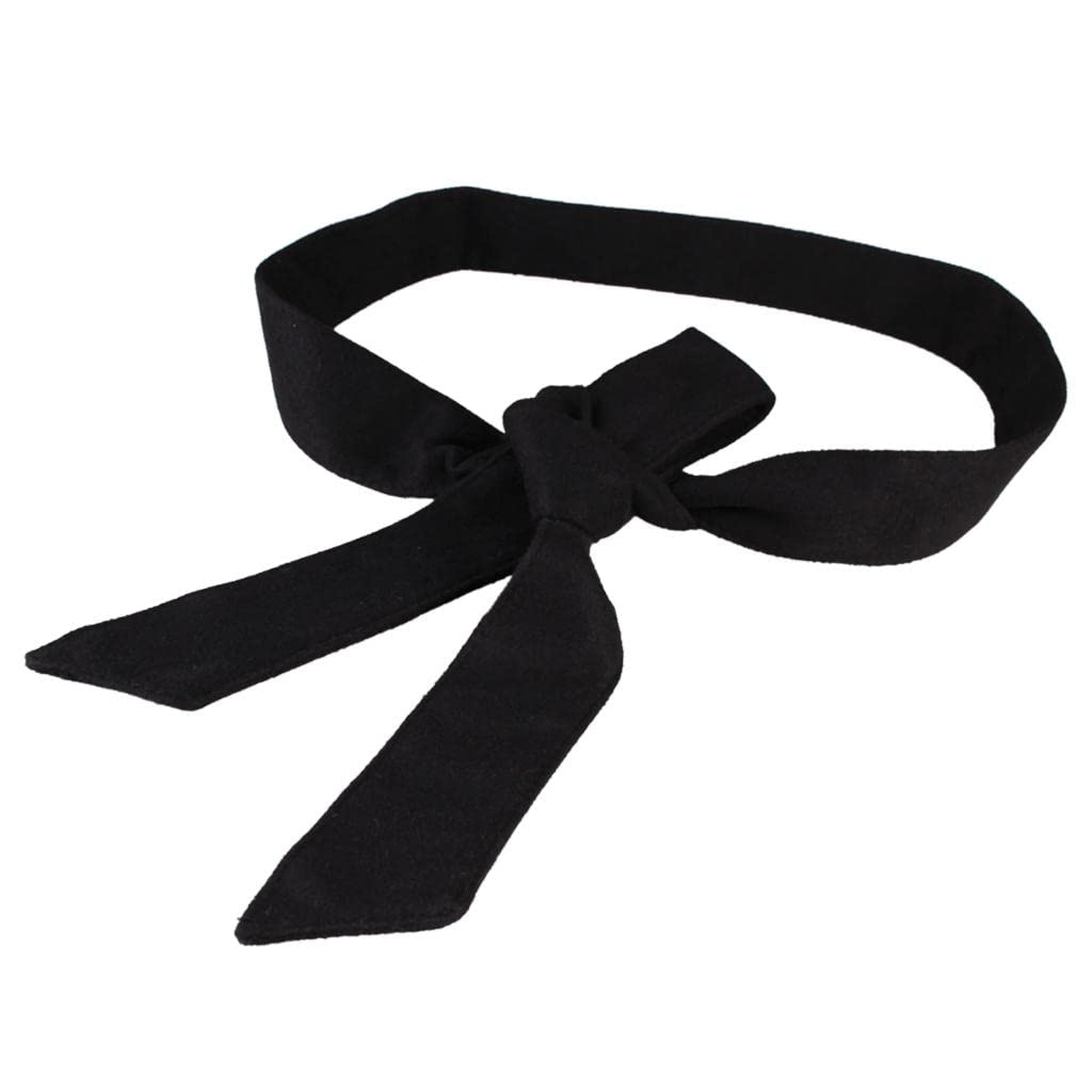 F Fityle Classic Woolen Waist Belt Tie Bow Wide waistband for Overcoat 172cm - Black