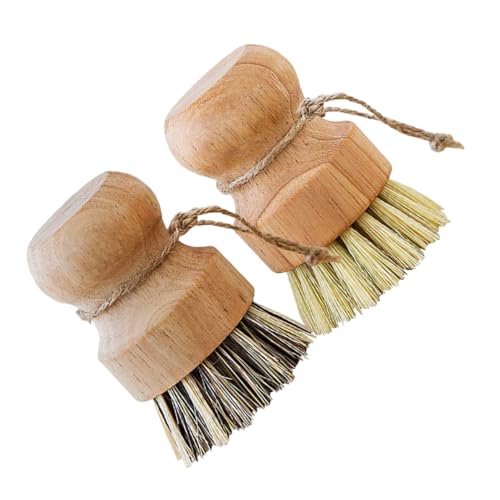 Healvian Lot De 4 Brosses à Vaisselle en Bois Poils Mixtes en Sisal Et Fibres Naturelles, Brosses à Récurer Écologiques, Nettoyage Multi-Surface Cuisine, Fruits, Légumes Et Vaisselle, Usage Quotidien