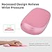 EooCoo Pink Ergonomic Mouse Pad with Gel Wrist Support, Office Decor for Women, Middle Concave Design for Relieve Wrist Pain, Lycra Surface Smooth Control, Non Slip PU Base, Portable Mousepad