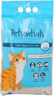 Petsentials Super Clumping Cat Litter, Ultra Absorbent Natural Cat Litter (5L), White