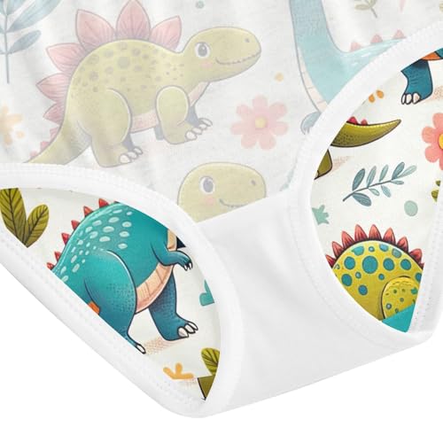 Girls' Underwear, Dinosaur Fun Green Toddler Girl Panties, Cotton Girls Underwear, 2T–8 Years4