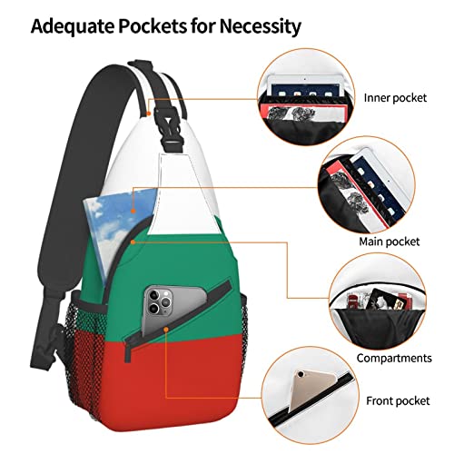 Mochila bandolera unisex bandera Bulgaria negra miniatura 5