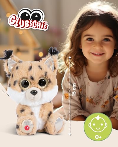 NICI GLUBSCHIS Luchs Lenzo 15cm - Schlenkernder Kuscheltier Luchs mit großen Glitzeraugen - 49295