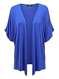MBJ Women's Kimono Style Short Sleeve Dolman Cardigan – Lightweight Open Front Summer Cover-Up XXXL Royal_Brite