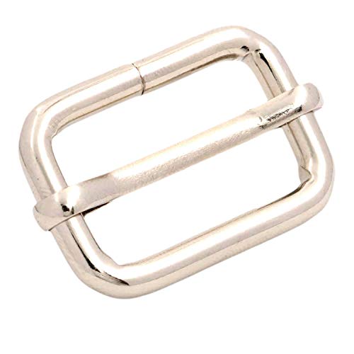 BIKICOCO Metal Slide Adjuster Buckle Tri-Glides with Movable Center Bar, for Straps, 1 x 0.6 Inch, Silver, Pack of 30